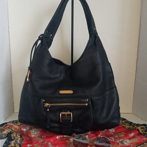 MICHAEL KORS "Austin" Black Pebbled Leather Hobo Shoulder Bag - Picture 2 of 16